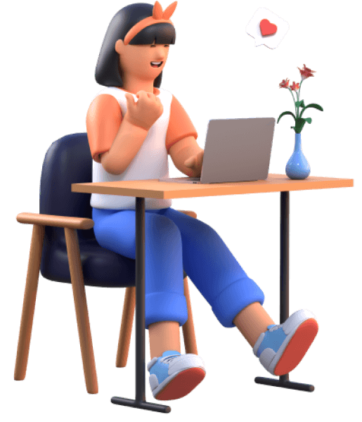 girl working on laptop vector