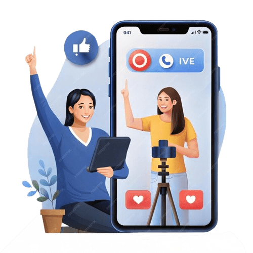 two-women-live-streaming-with-smartphone-interacting-with-viewers